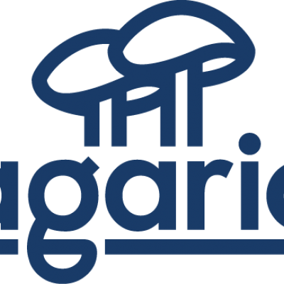 agaric (wordmark plus dual-mushroom logo)