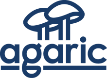 agaric (wordmark plus dual-mushroom logo)