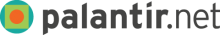 This is a logo for Palantir.net, showing a green square around an orange circle. The black text to the right of the logo says Palantir.net.