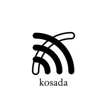 Three black curves from left to right with one white curve from right to left above the text Kosada